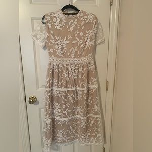 Brown and White Dress